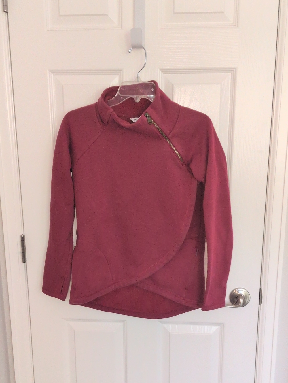 Athleta Cozy Karma Asymmetrical Pullover Sweatshirt - Dark Red - XS